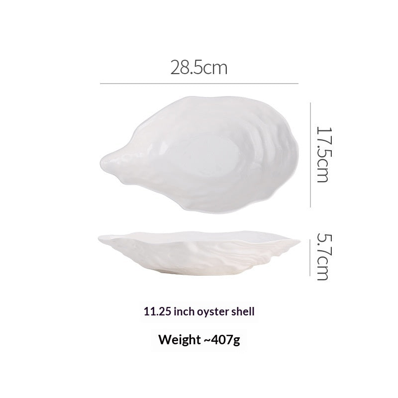 Oyster-Shaped Ceramic Salad Plate Set - Multiple Sizes, Elegant Kitchen Dinnerware
