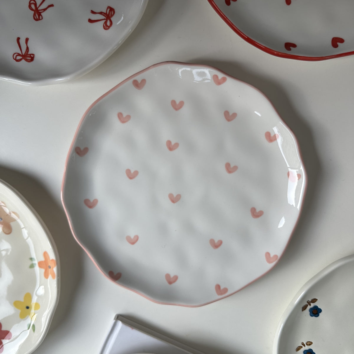 Small Irregular Floral Ceramic Plate - Hand-Painted Kitchen Decor