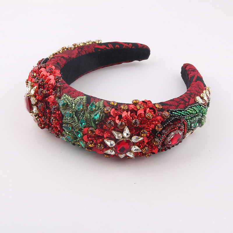 Diamond Leaf Exaggerated Headband - Red