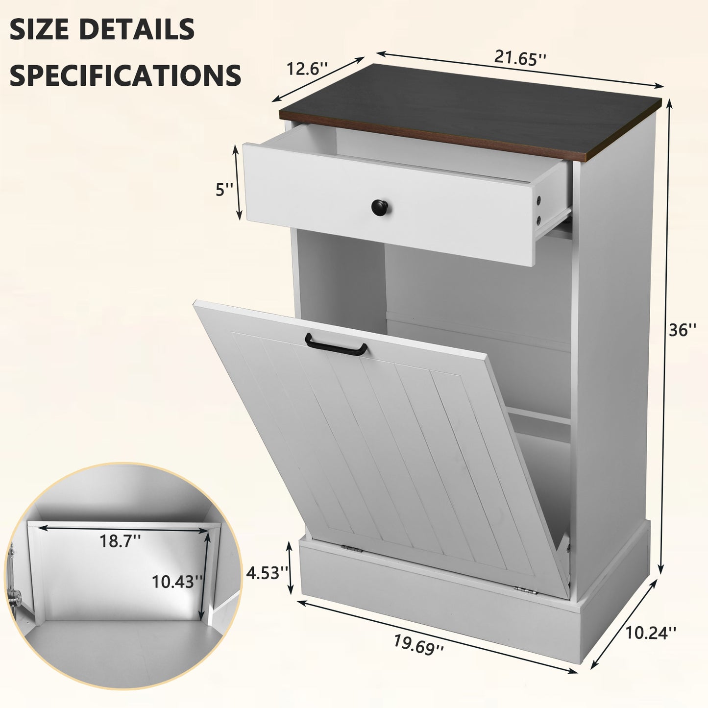 Tilt Out Trash Can Cabinet, Hidden Wooden Cabinet With Drawer, Free