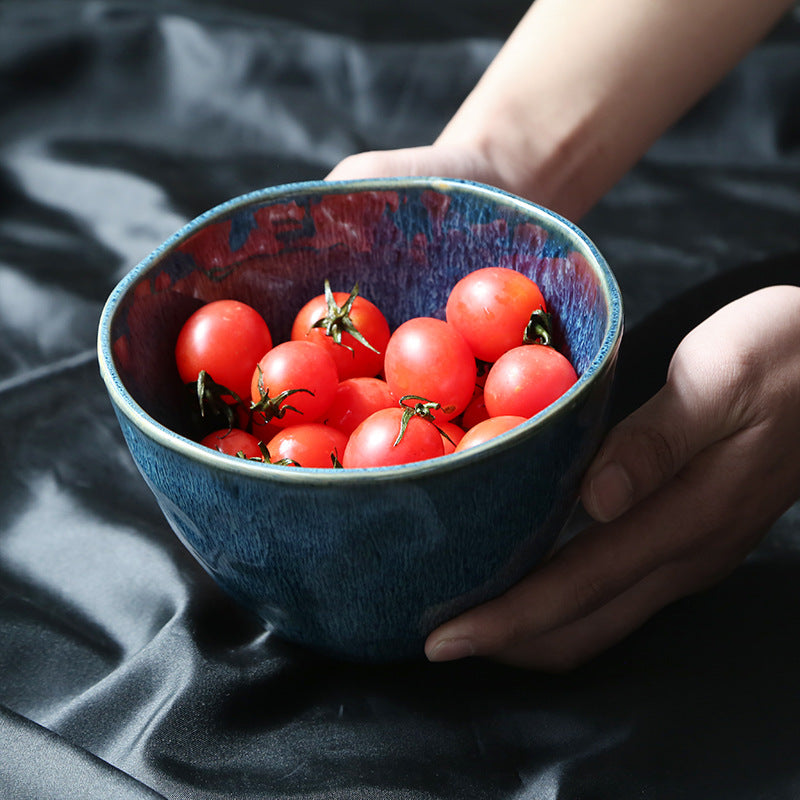 Vintage Hammered Ceramic Salad Bowl - 15cm Diameter, 900ml Capacity