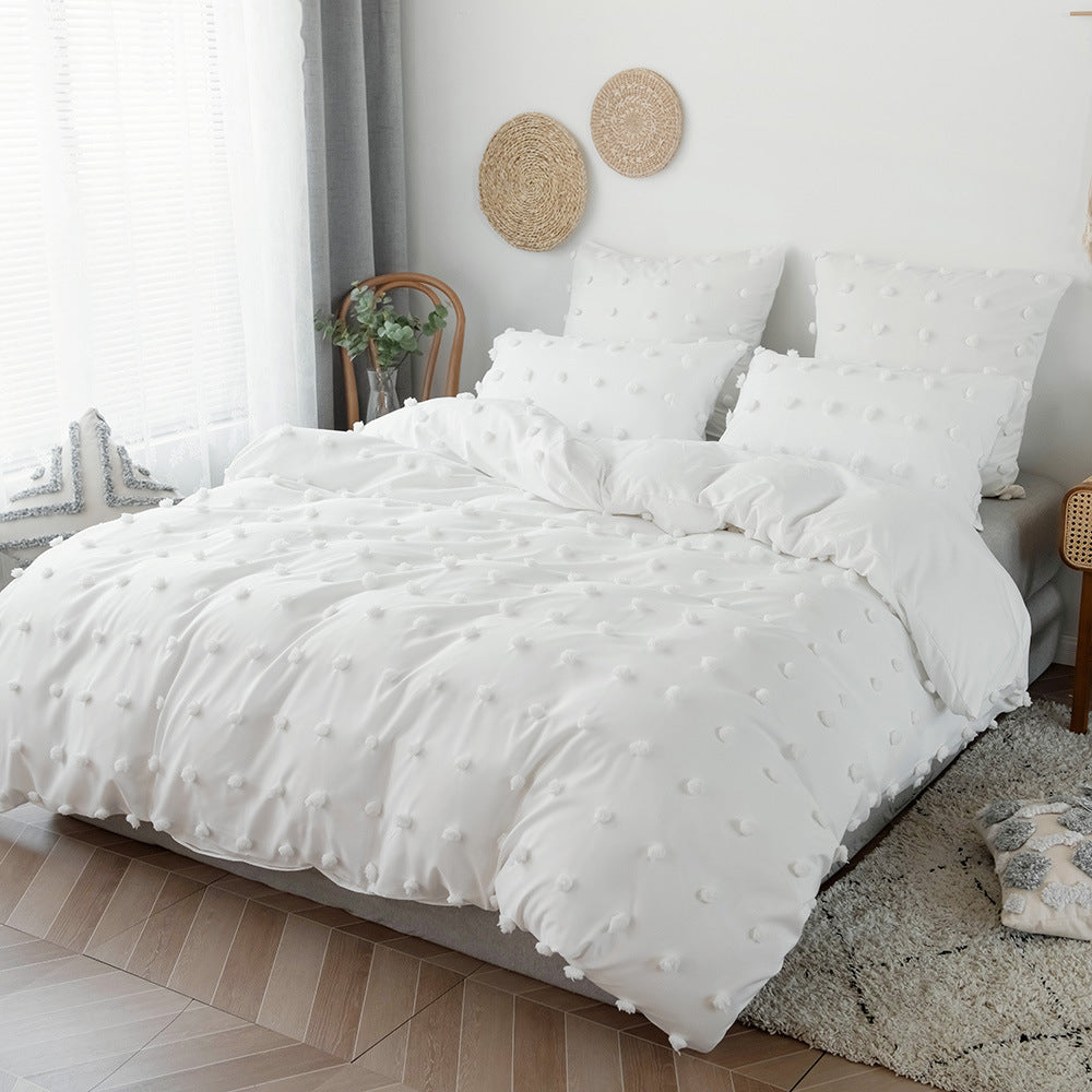 Nordic Style Bedding Set with Solid Color Quilt Cover and Pillowcases - Three-Piece Home Textile