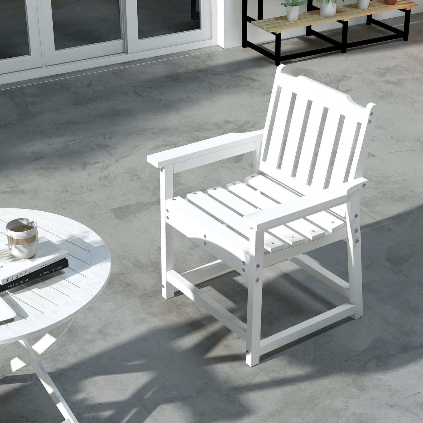 HDPE Outdoor Dining Chair - Heavy Duty, White Patio Furniture