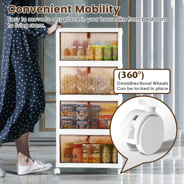 Total 76QT 4-Tier Foldable Storage Bins With Lid Front Magnetic Door