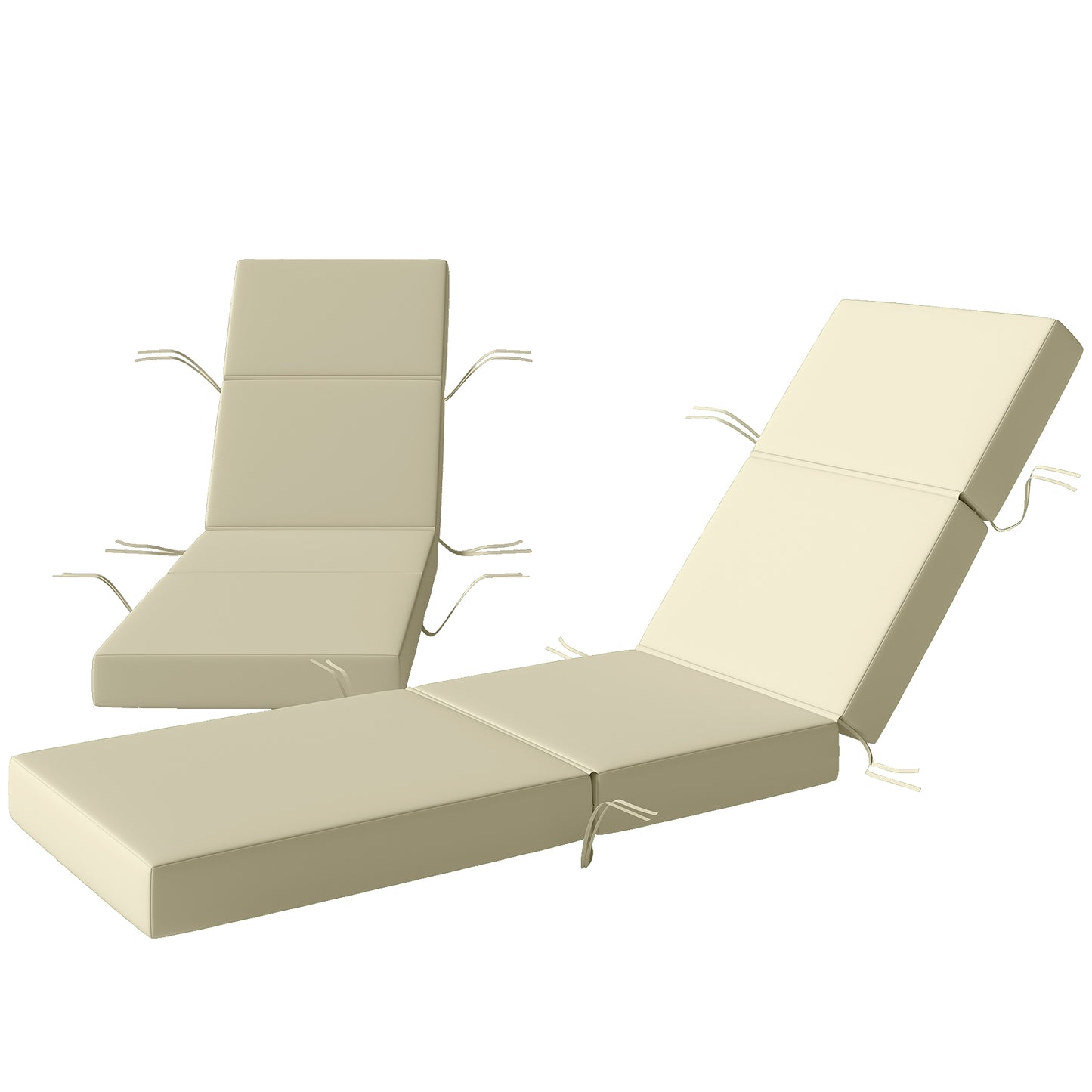 Outdoor Lounge Chair Cushions - Set of 2, 4" Thick, Cream White