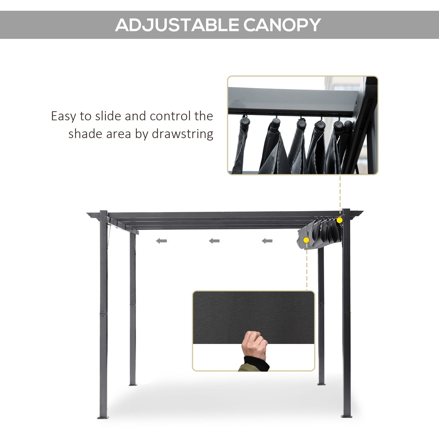 Retractable Aluminum Pergola Canopy - Backyard Shade Shelter