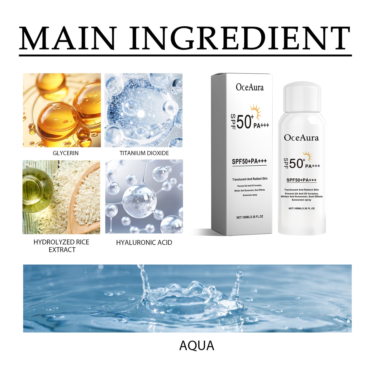 Moisturizing Sunscreen Spray - 100ml UV Protection for Face and Body