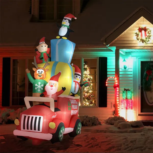 Inflatable Christmas Decoration - Santa Claus Driving Gift Car