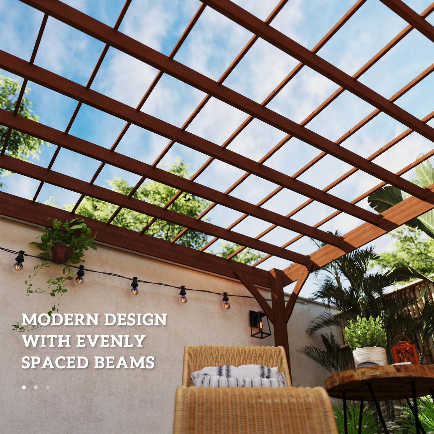 Outdoor Wooden Pergola - 12x20 ft Brown Garden Gazebo