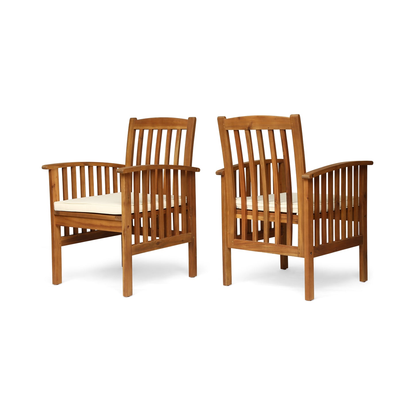 Acacia Wood Dining Chair Set with Cushions - Brown, 2PCS