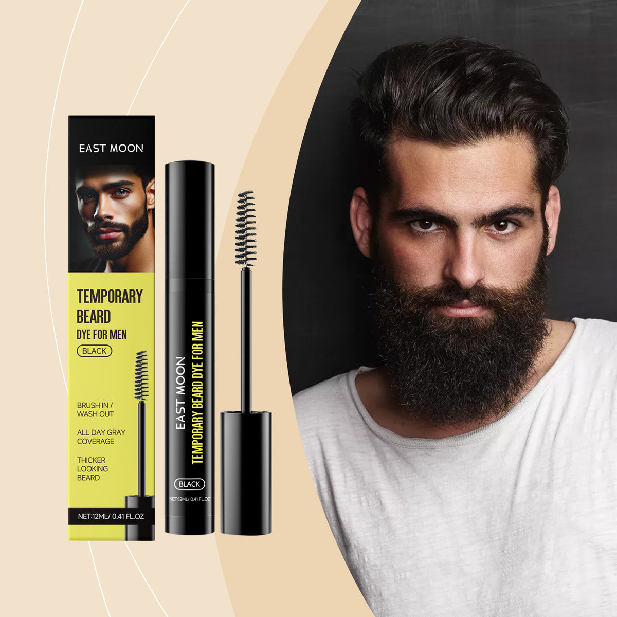 Men's Beard & Eyebrow Dye - Black, 12ml