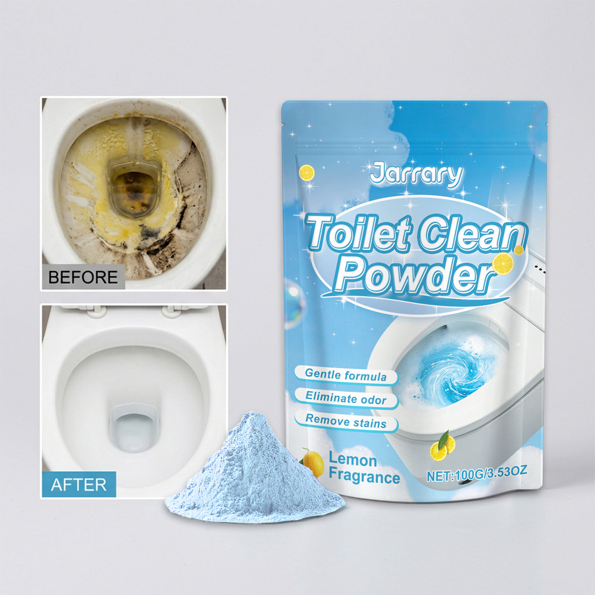 Toilet Cleaning Powder 100g - Stain Removal, Easy to Use, Pack of 3