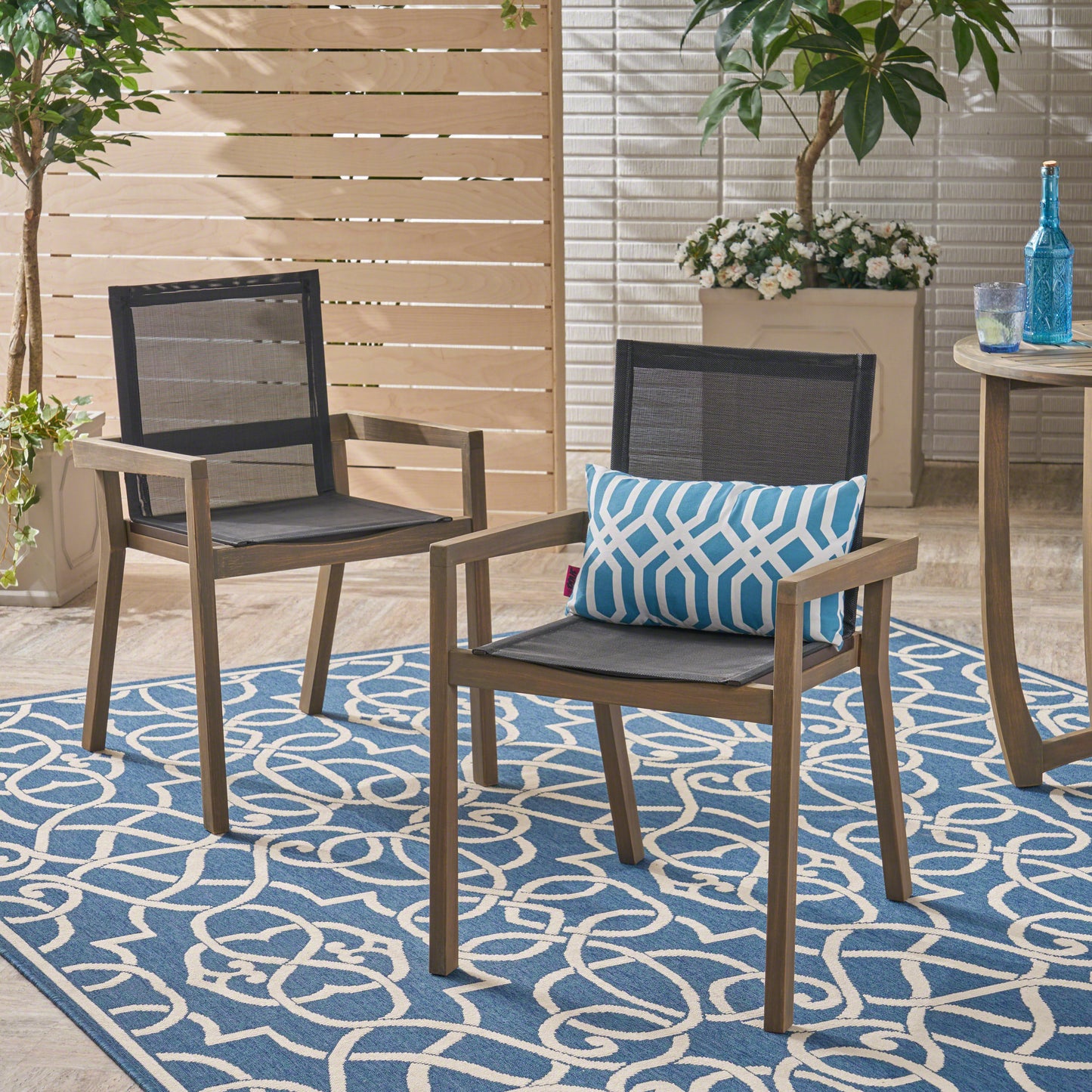 Set of 2 Grey Belfast Dining Chairs - Stylish Outdoor Furniture