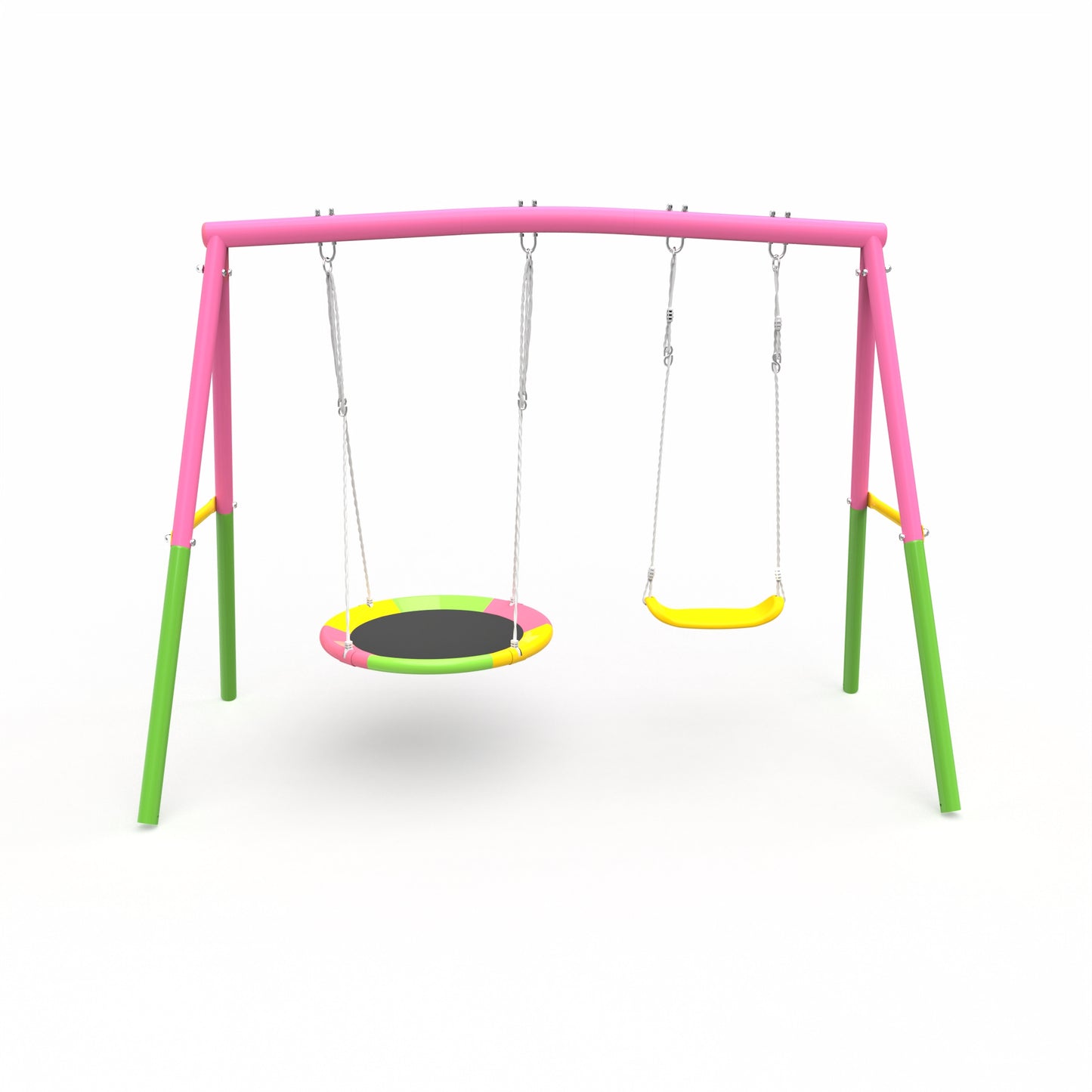 Heavy-Duty Swing Set for Backyard - 330lbs Capacity, 1 Saucer & 1 Belt Swing