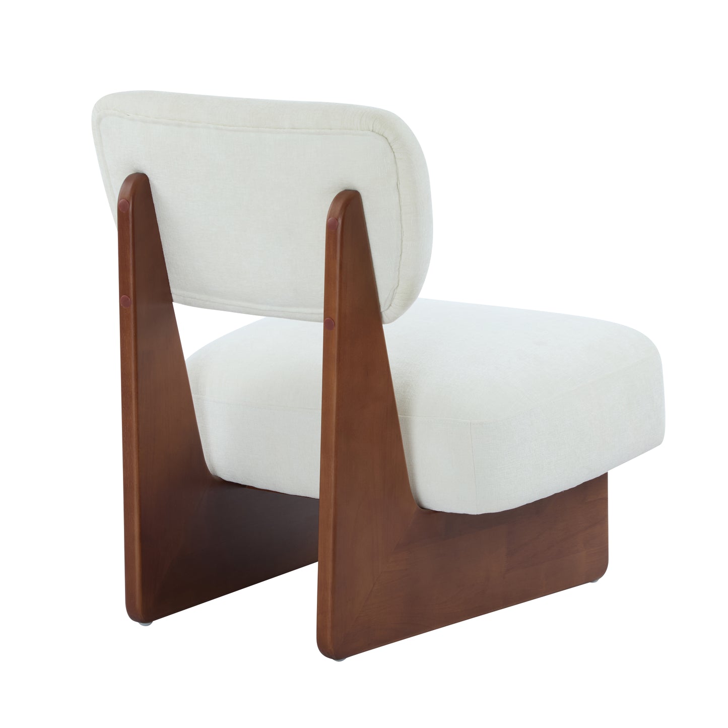 Modern Beige Lounge Chair With Polyester Upholstery, Sturdy Wood Base