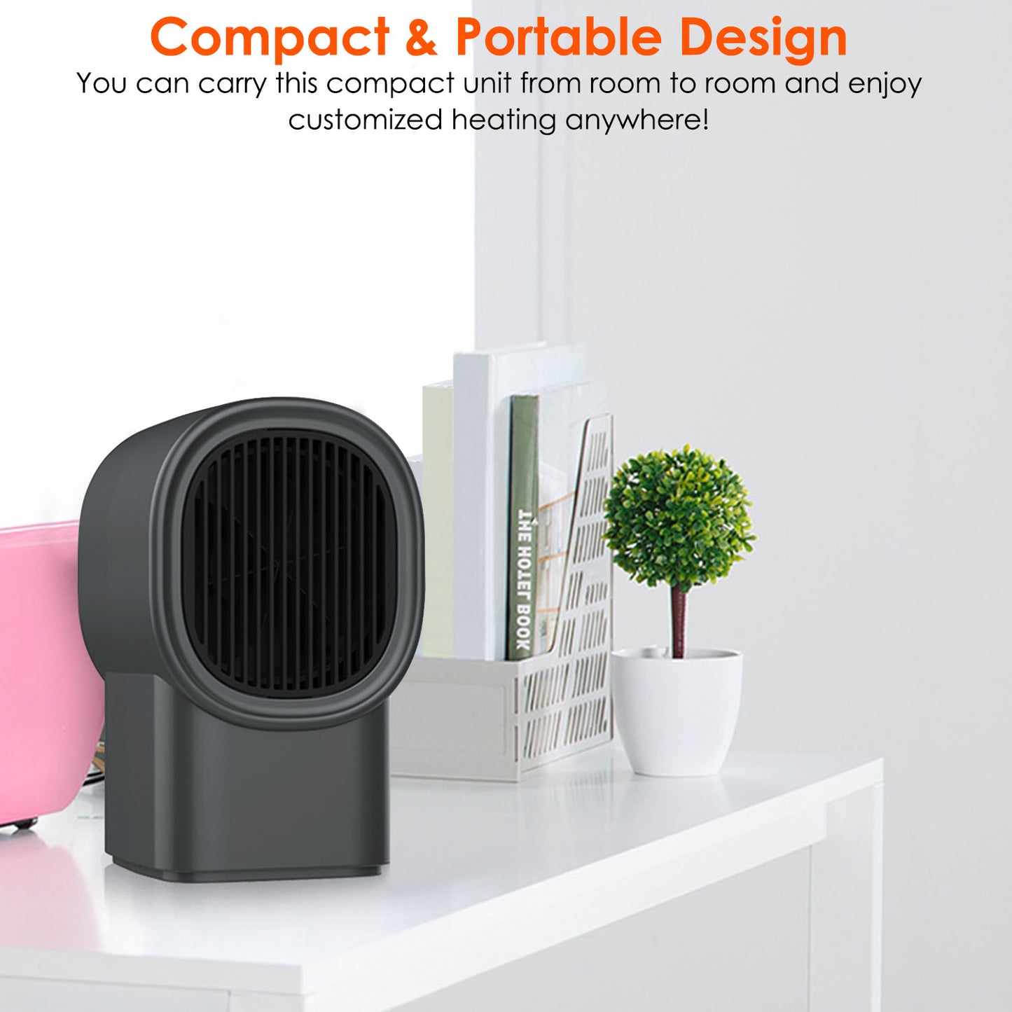 400W Portable Electric Space Heater for Home Office Small Room Grey