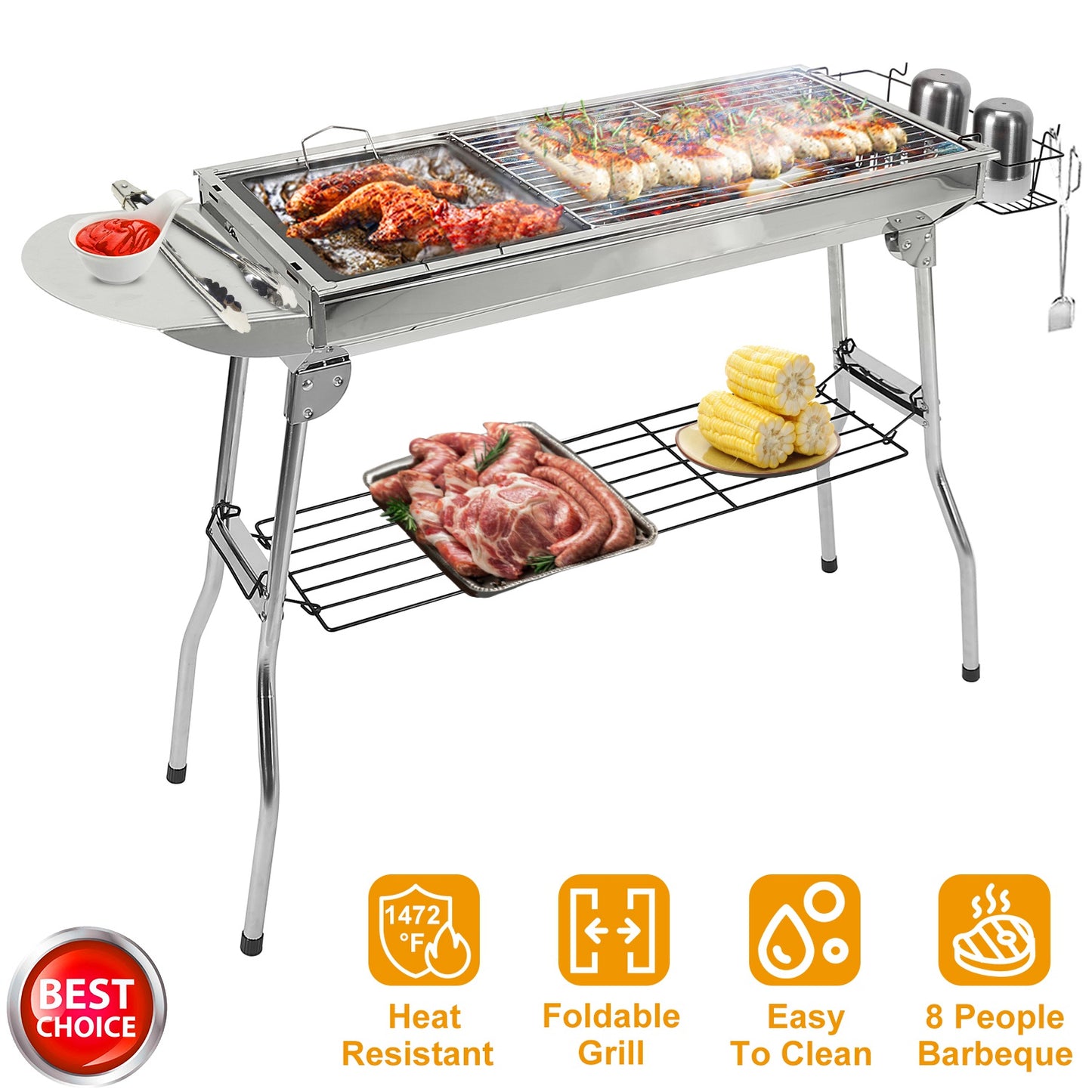 Portable Charcoal Grill - Foldable BBQ Suitcase for Camping