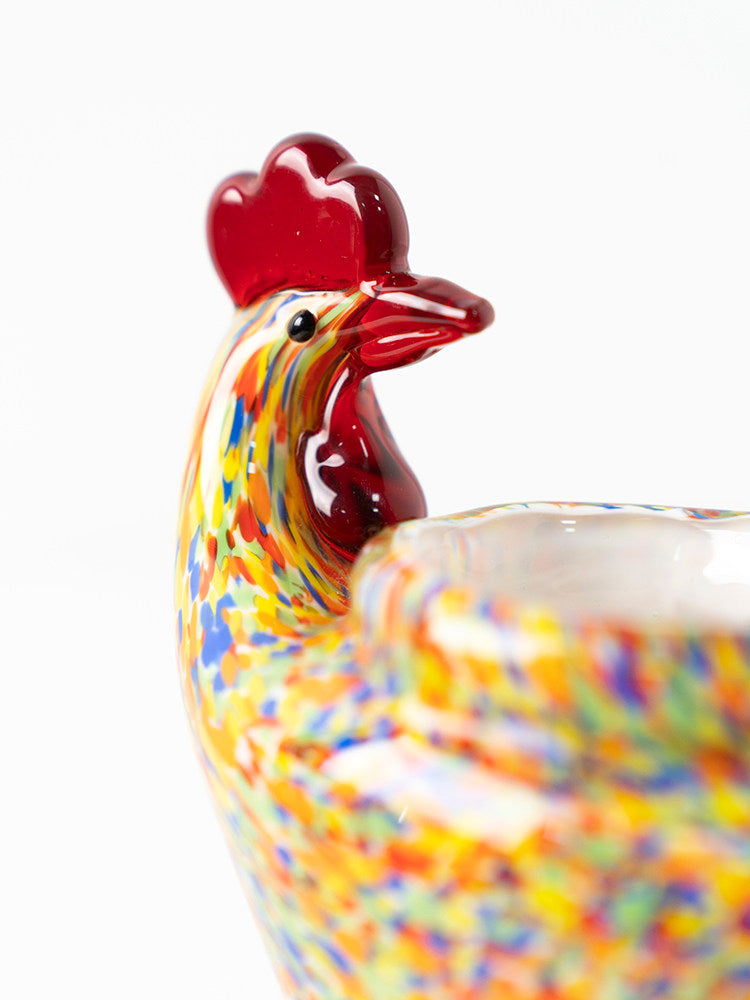 Colorful Glass Chick Fruit Bowl - Handcrafted Decorative Kitchen Accent
