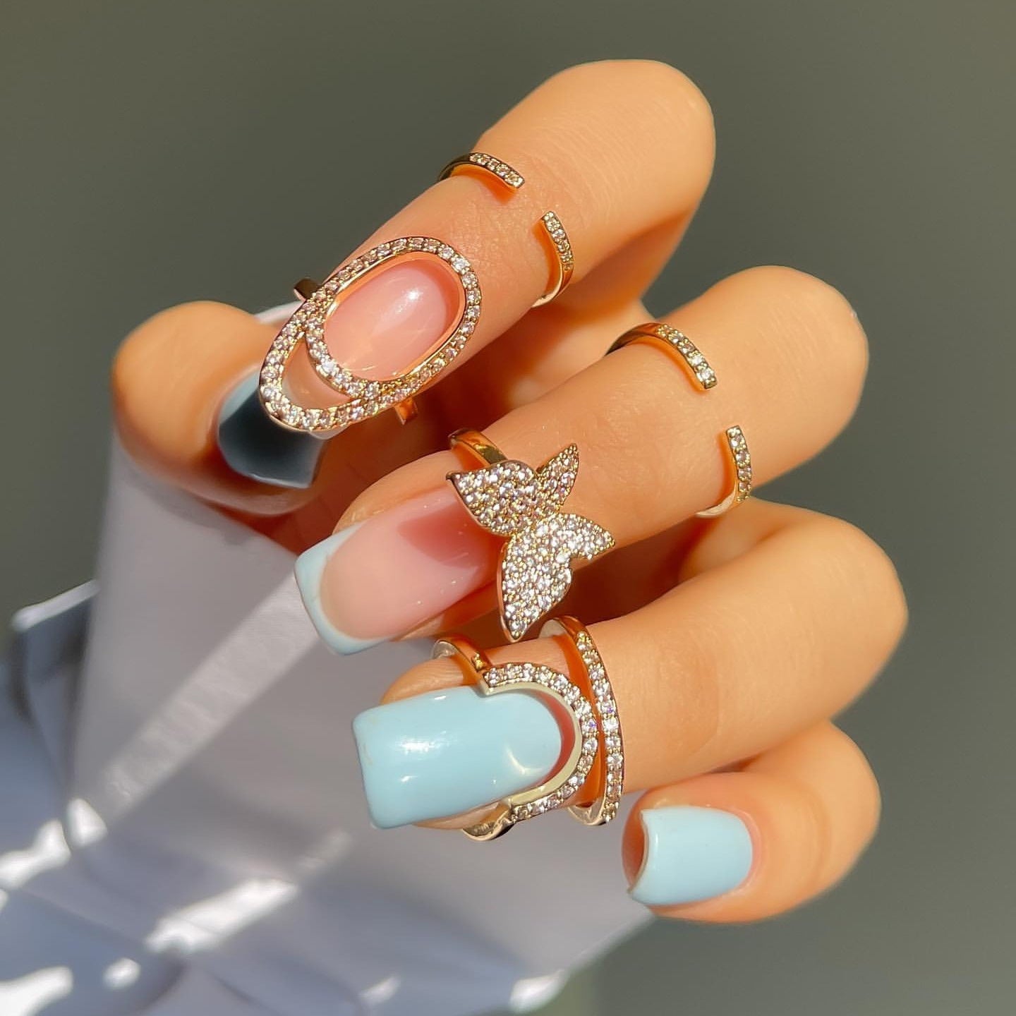 Removable Fake Nail Ring - Cross-border Zircon Inlaid Jewelry for Nail Art Women