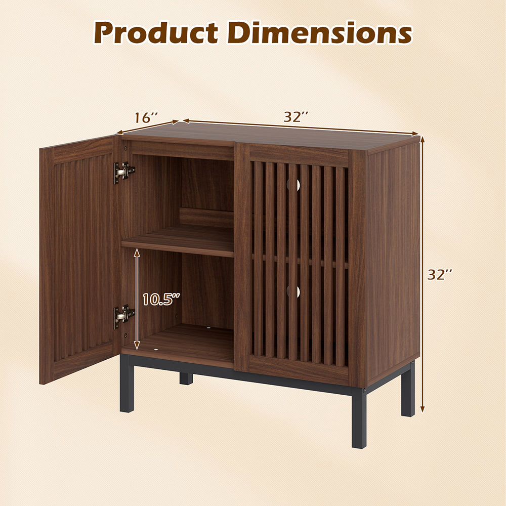 Buffet Cabinet With Storage 32 Inch Wooden Sideboard Coffee Bar