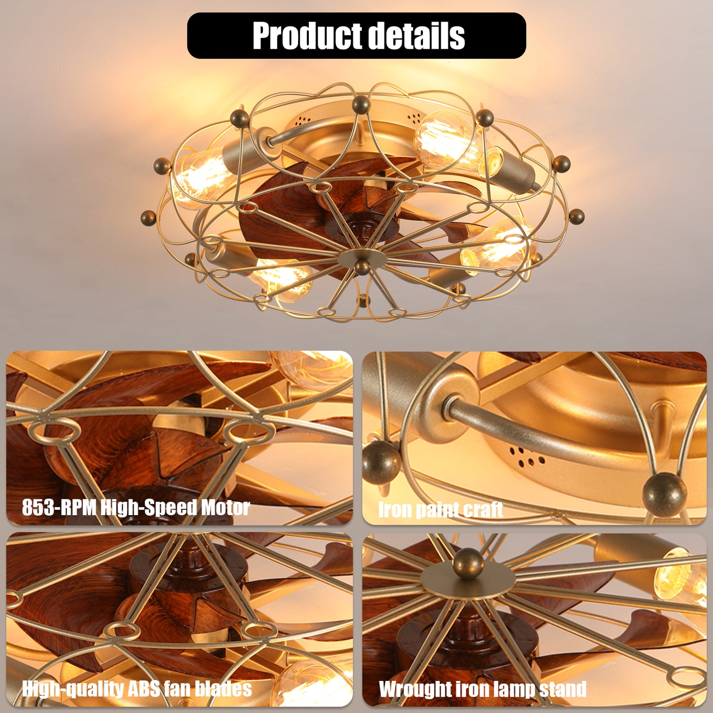 Modern Low Profile Ceiling Fan with Lights & Remote Control