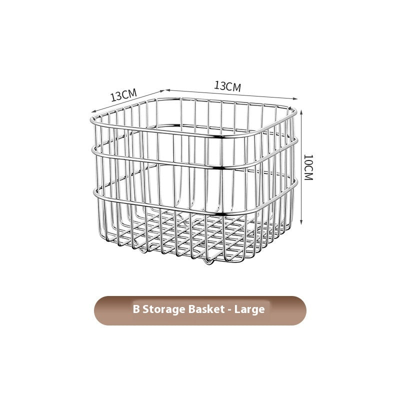 Stainless Steel Kitchen Storage Basket - Draining Fruit & Storage Organizer
