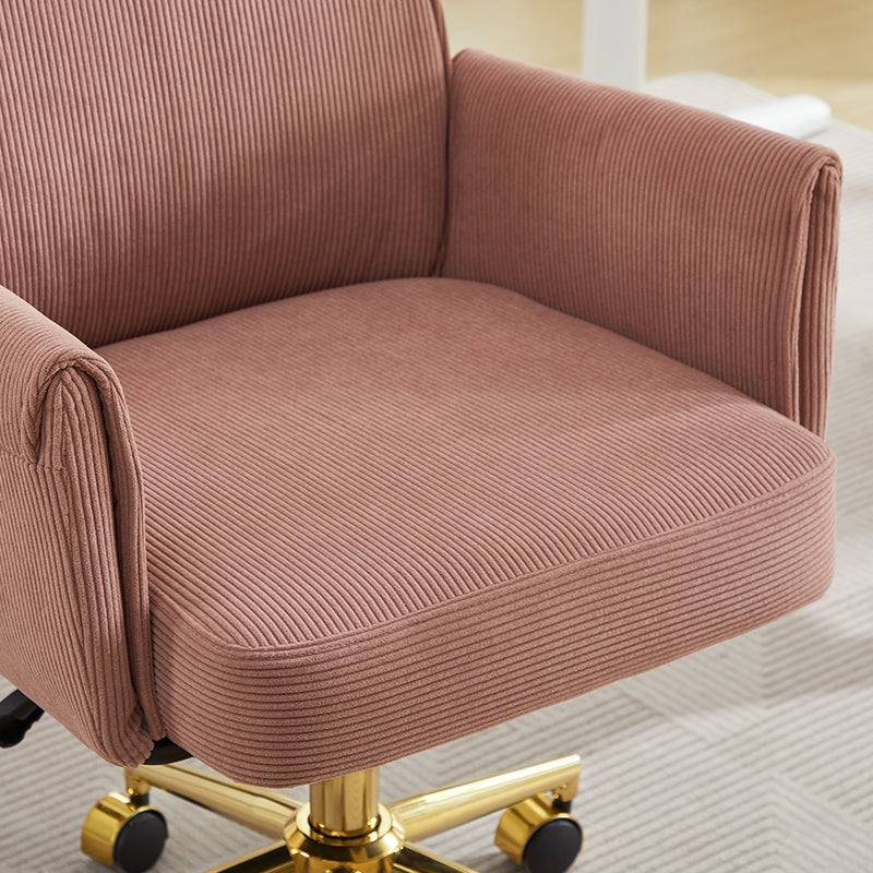 Ergonomic Mid-Back Office Chair - Light Pink Striped Fabric