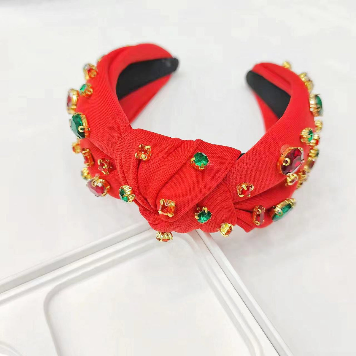 Christmas Rhinestone Headband with Knot Center