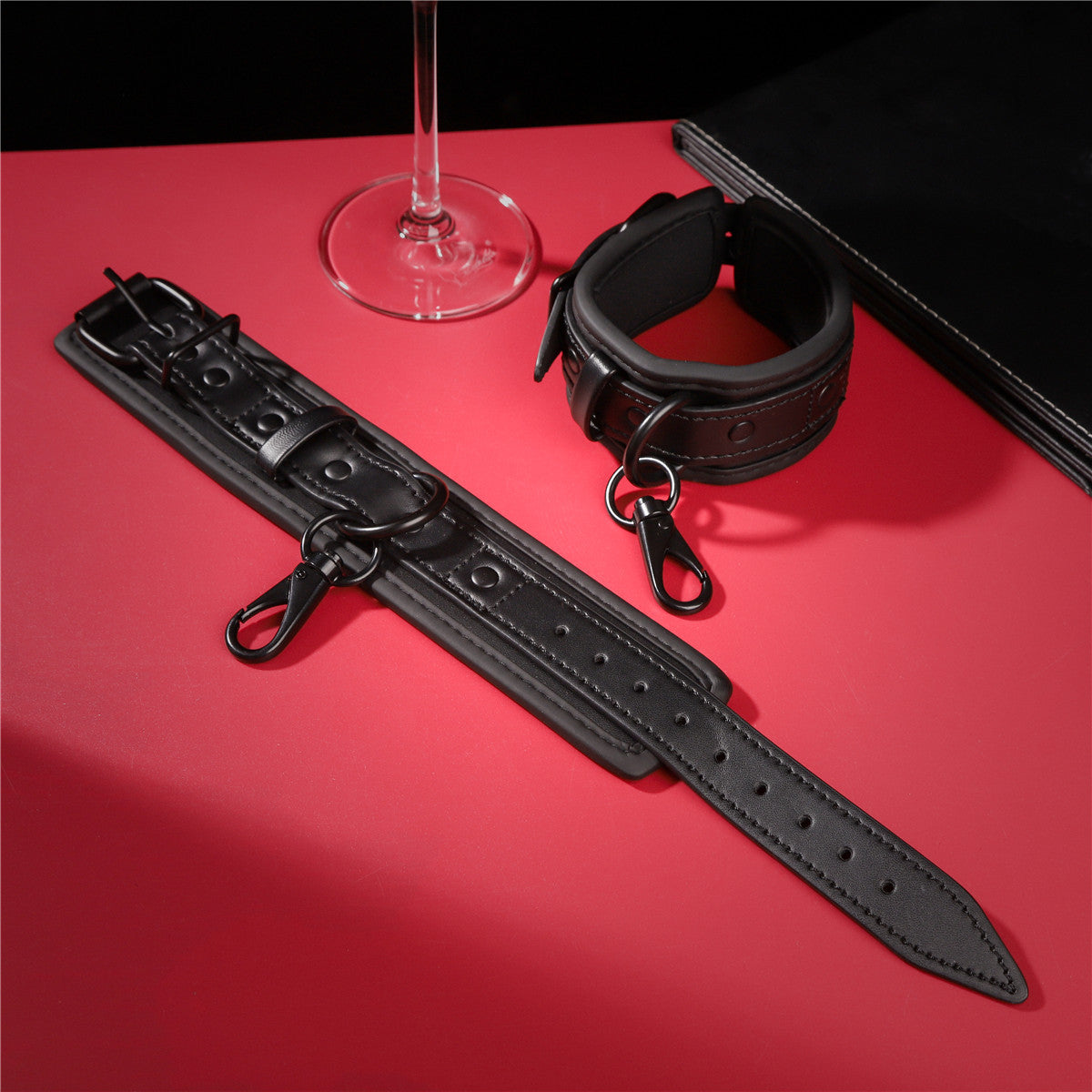 Soft Leather Black Handcuffs - Adjustable & Discreet Adult Restraints