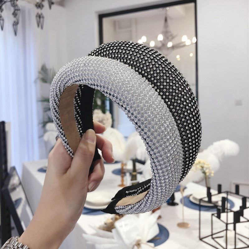 Diamond-Studded Alloy Headband with U-Shape Design