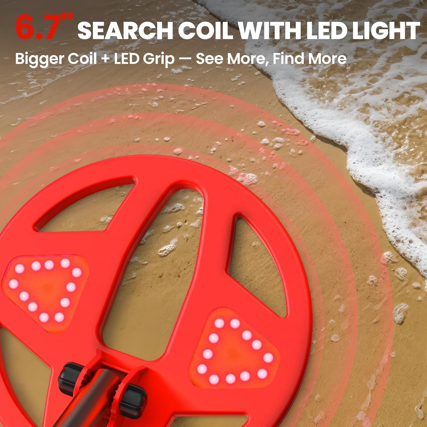 Kids Metal Detector with LED Illuminated Coil & Color LCD Display, Adjustable & Lightweight