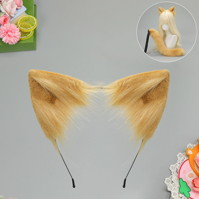 Cat Ear Headband and Tail Set - Plush, Trendy Cat Costume Accessory