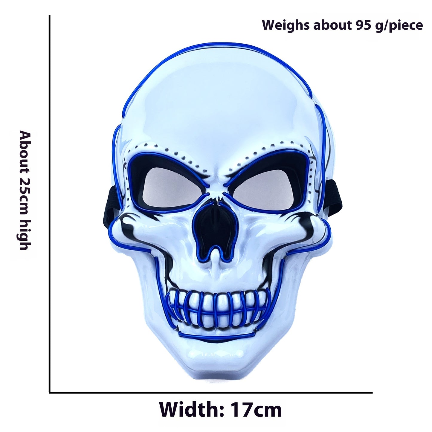 White Skull LED Mask Luminous Party Mask with Battery Operated Lighting