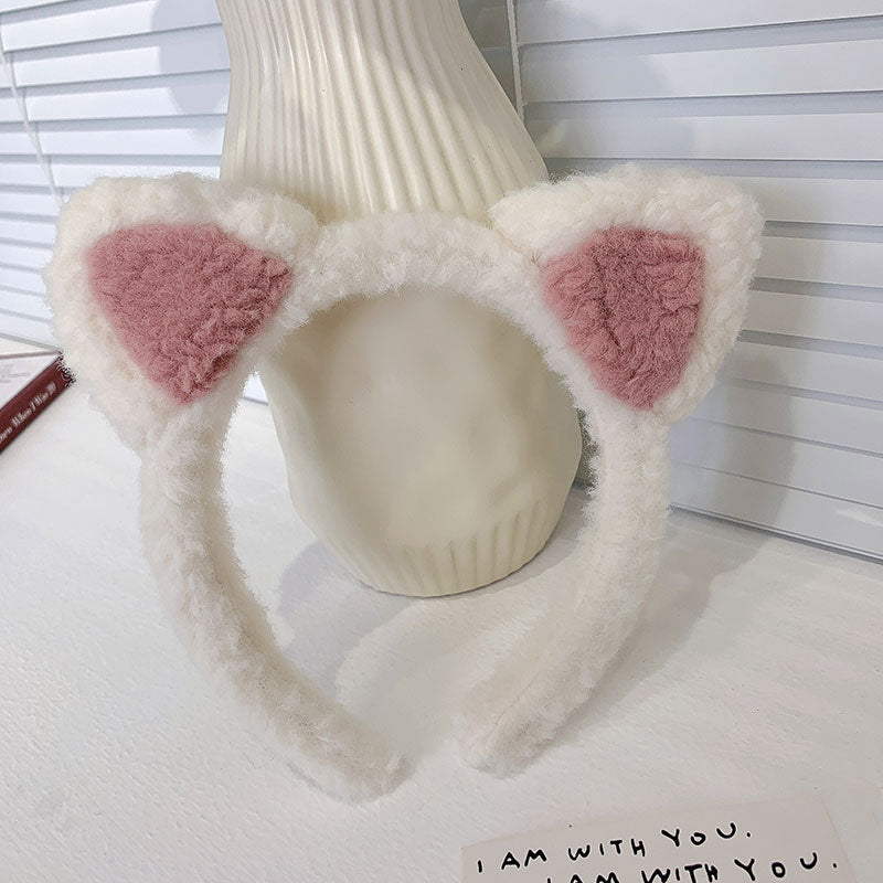 Cute Lambswool Cat Ears Hair Band - Adjustable Hair Accessory for Women