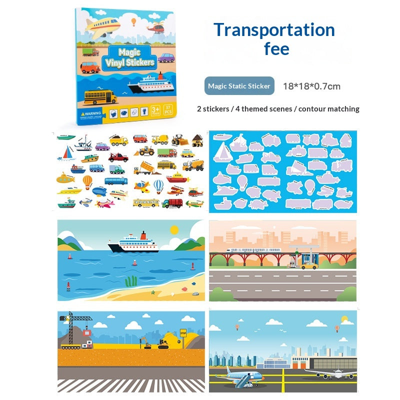 Educational Jelly Book Toys with Repeated Sticky Paper - Dinosaur, Animal, Ocean & Transport Styles