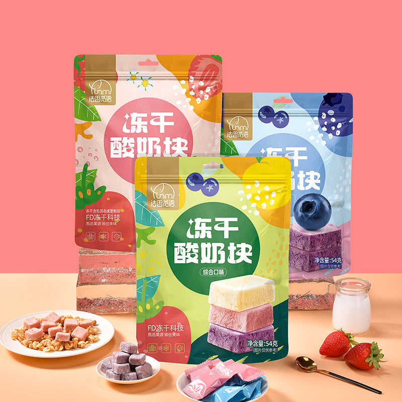 Freeze-Dried Strawberry Yogurt Granules - Fermented Raw Milk Snack