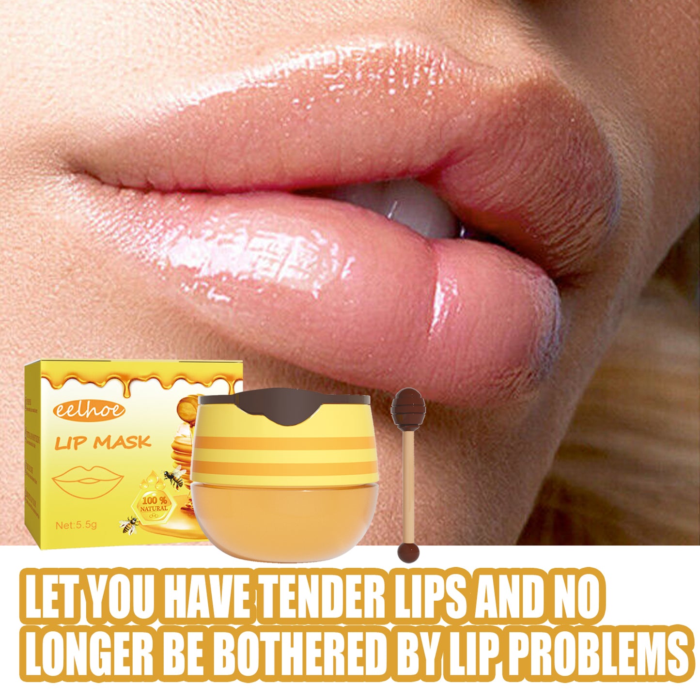 Honey Lip Mask for Dry Lips - Moisturizing & Exfoliating Lip Treatment
