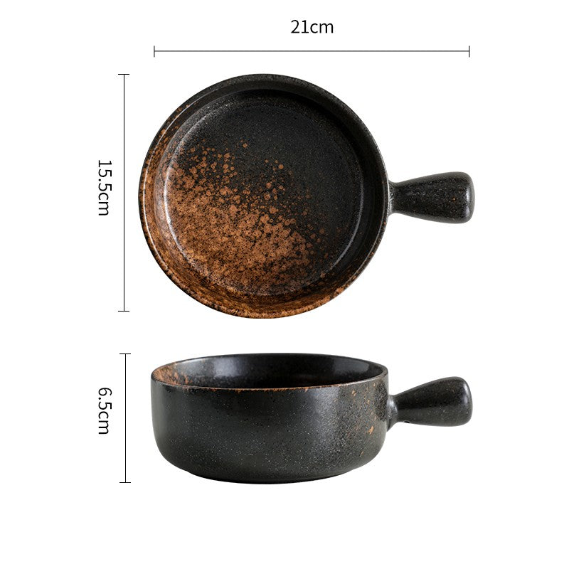 Japanese Style Ceramic Noodle Bowl with Lid and Handle – 6-Inch Porcelain Kitchenware