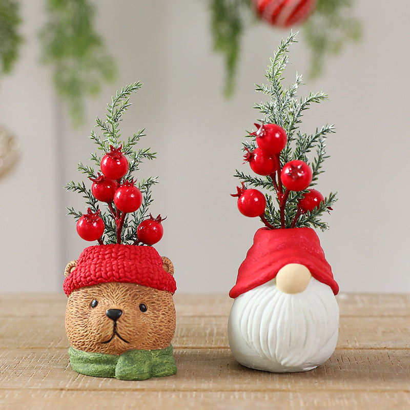 Resin Christmas Holiday Ornaments - Santa Claus Snowman Bear Faceless Old Man Set