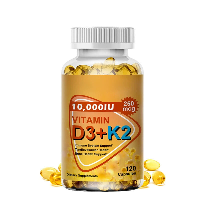 Vitamin D3 K2 Soft Capsules - Immune Support for Adults, 60 or 120 Pcs
