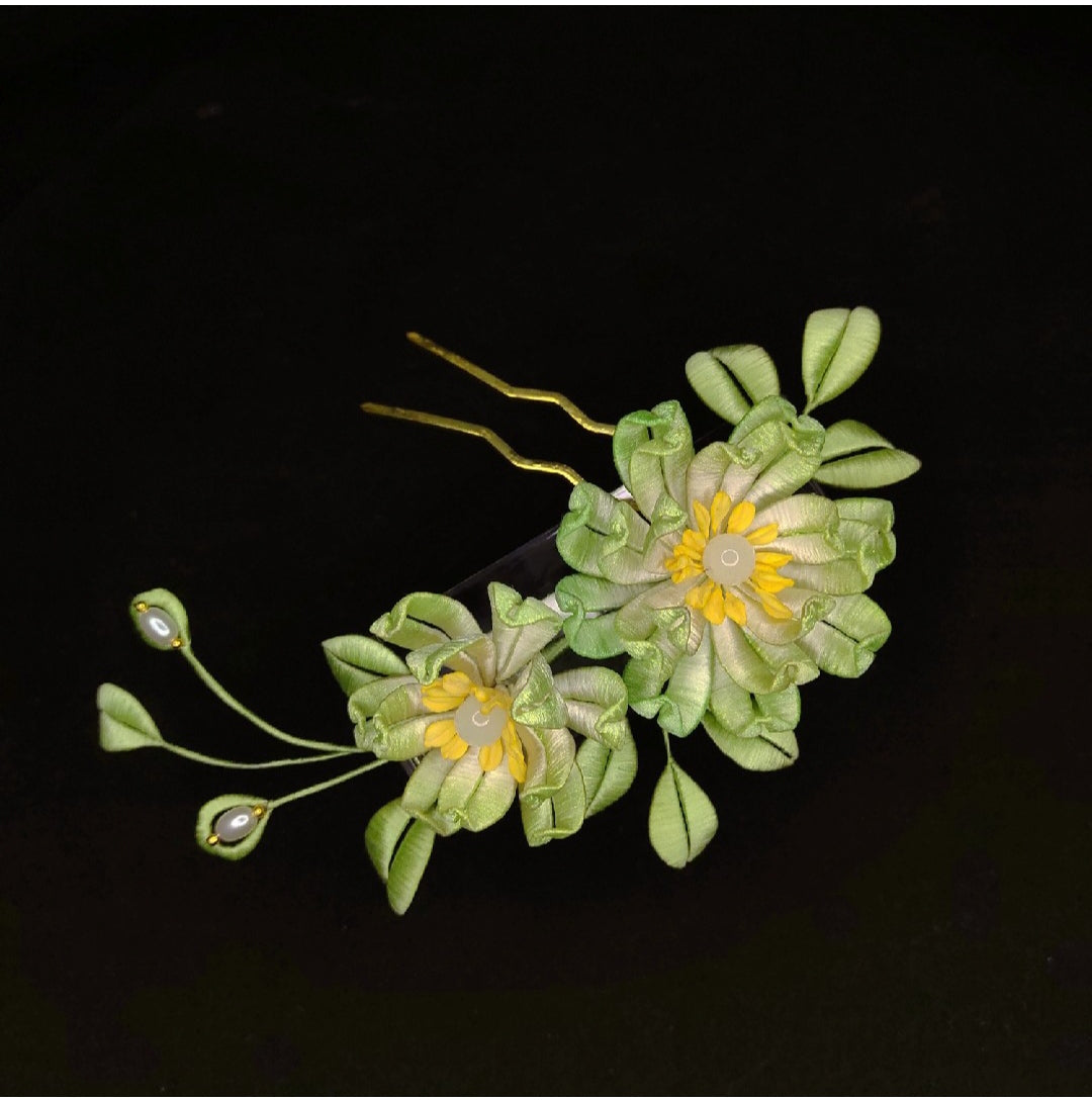 Velvet Hanfu Hairpin Pink Flower