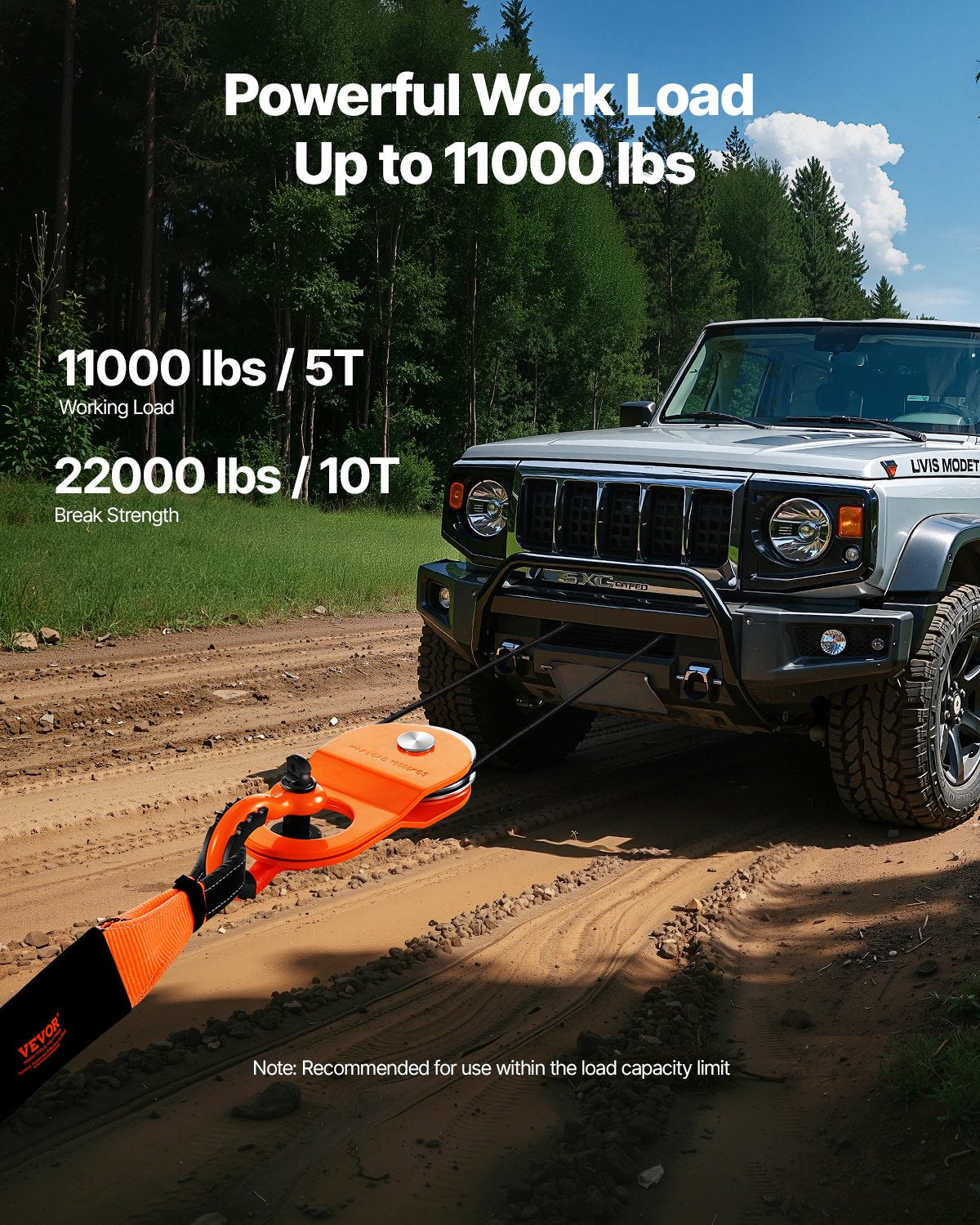 Heavy Duty Winch Snatch Block 22,000 Lbs Off-Road Recovery for Truck ATV UTV - Orange