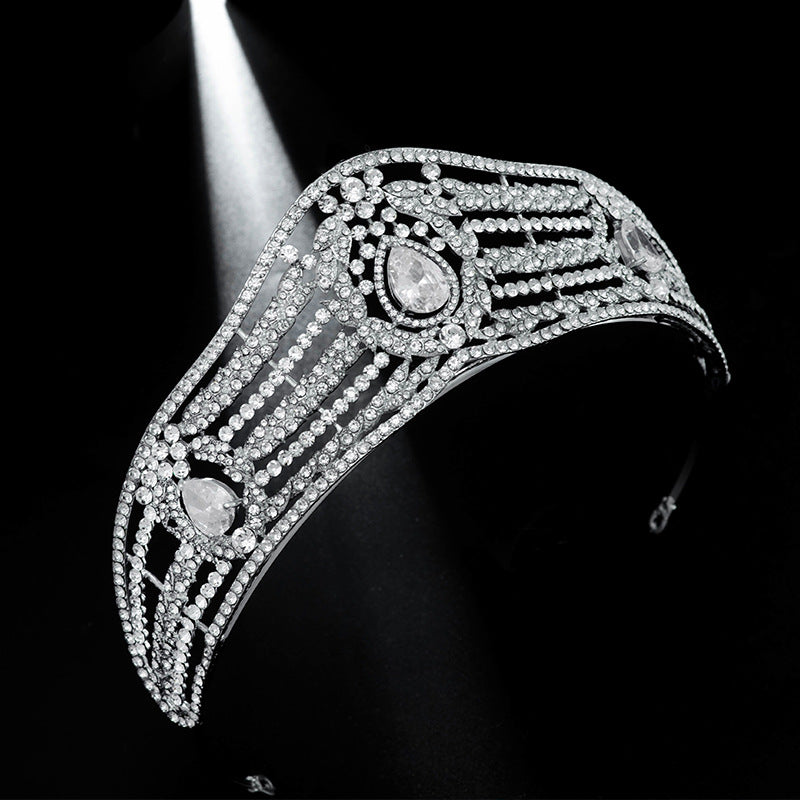 Zircon Bridal Crown Tiara - Silver Alloy Rhinestone