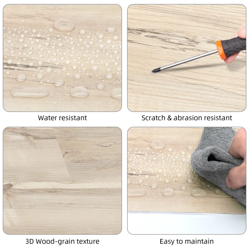 Self-Adhesive Vinyl Tile Flooring - Wood Grain, 30 Tiles