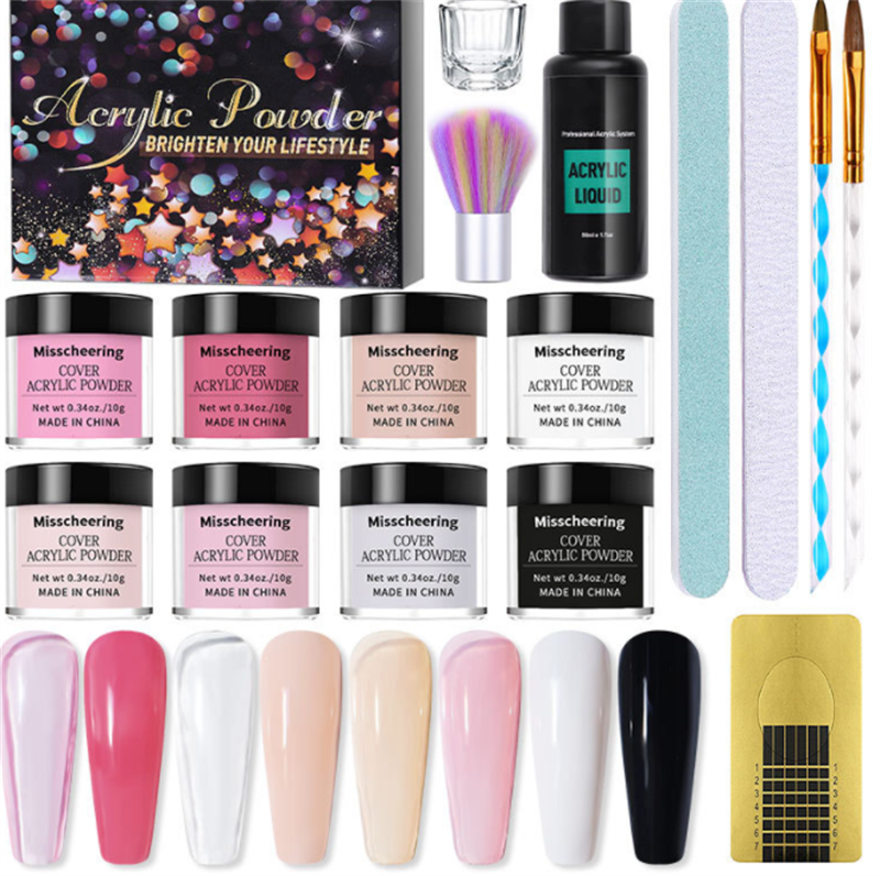 Crystal Nail Extension Powder Set - 6 Colors, 350g