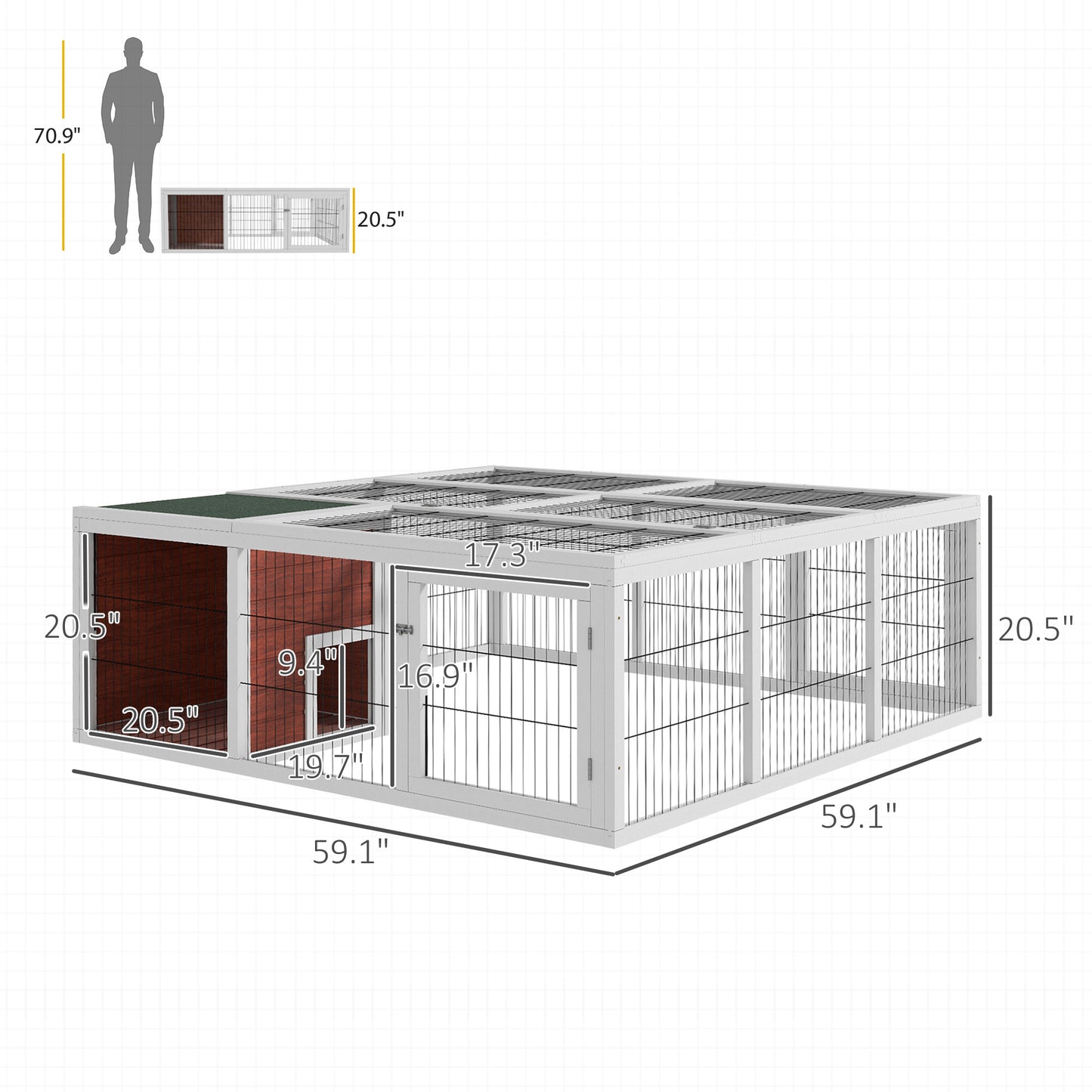Wooden Outdoor Rabbit Hutch Playpen with Run and Cover - Weather Resistant
