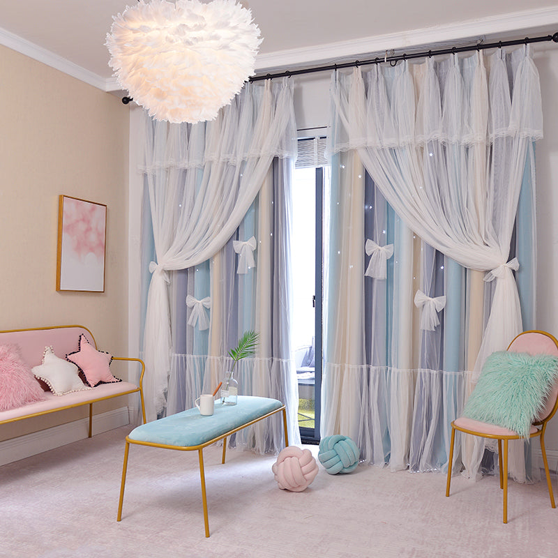 Nordic Style Hollow Star Princess Blackout Curtains for Bedroom & Living Room