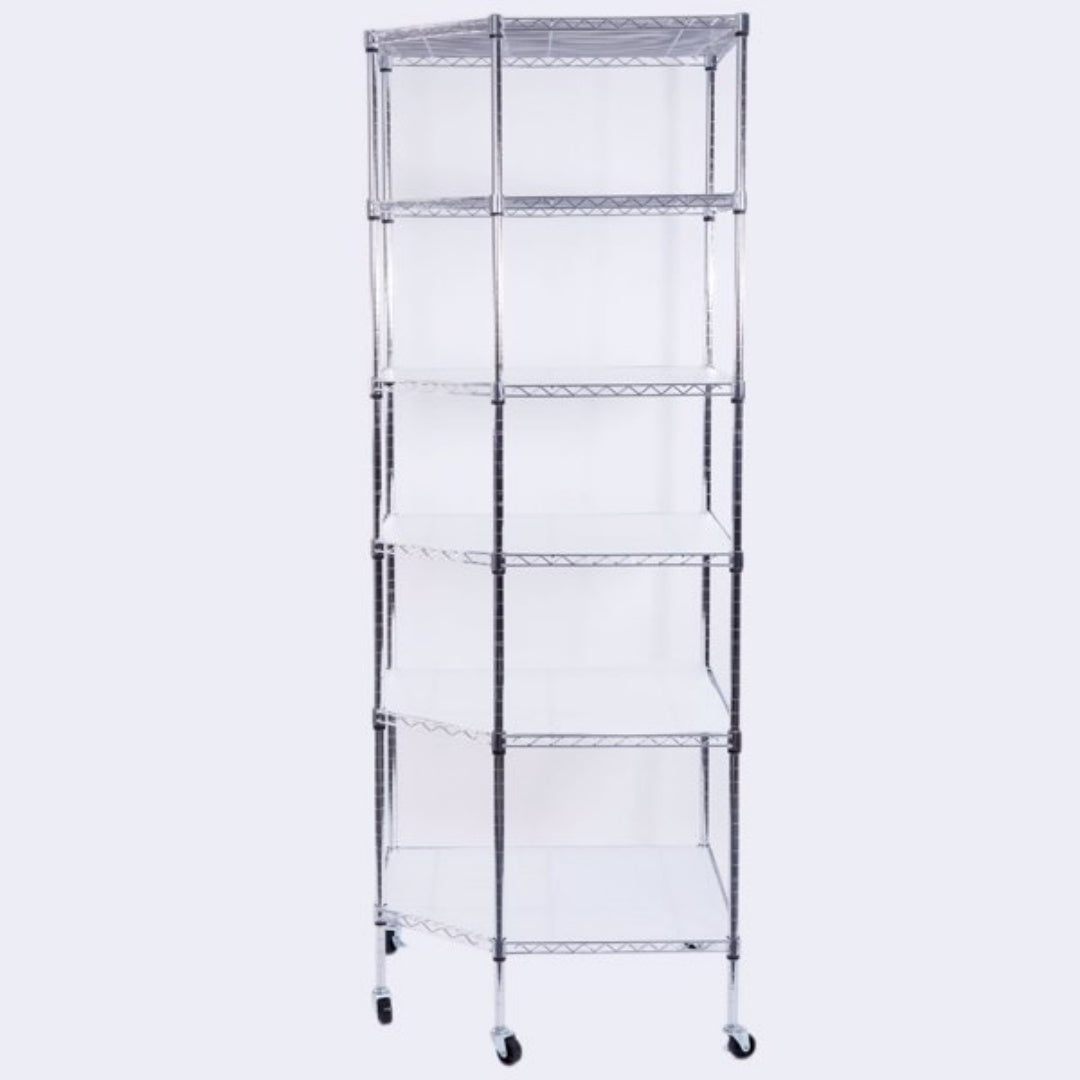6-Layer Polygonal Corner Shelving Unit - Chrome Plated Storage Rack