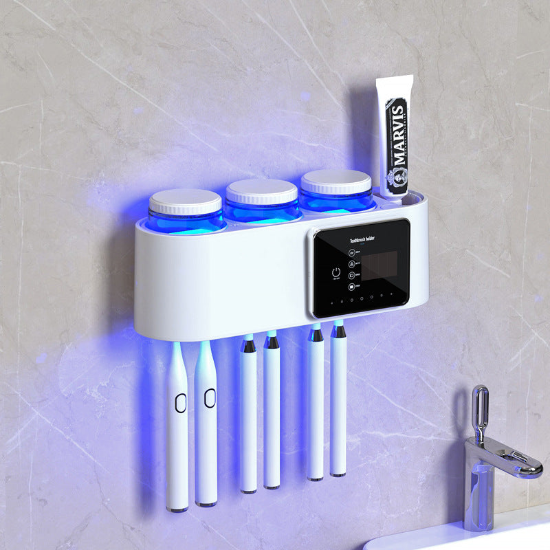 UV Toothbrush Sterilizer Storage Box with UV Sanitization and Multiple Cups