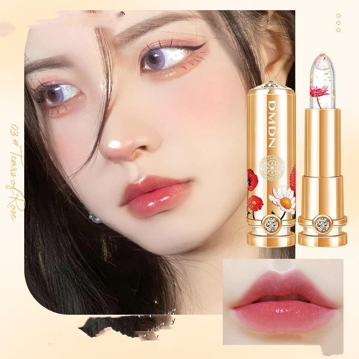 Temperature Change Lipstick with Gold Foil Effects - Moisturizing & Long-Lasting